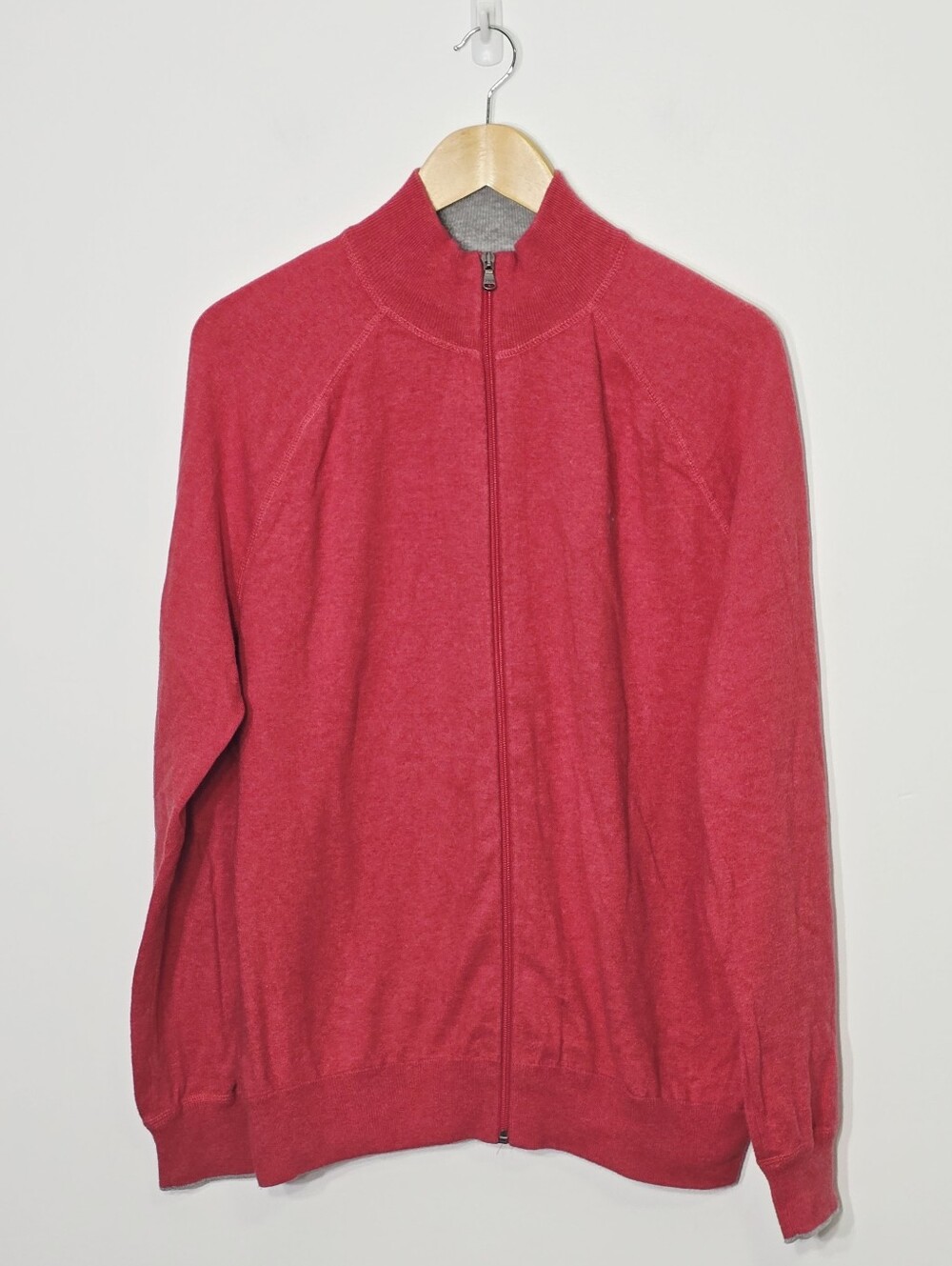 Polo by Ralph Lauren Men's Coral Salmon Zip-Front Cotton Blend Sweater Sz Large